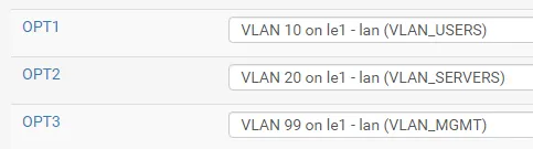 Interfaces OPT créées