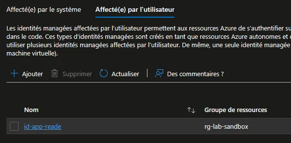 Associer une User-Assigned Identity à une Ressource