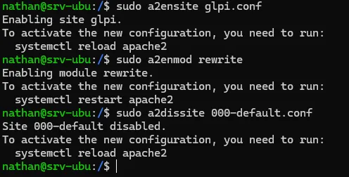 Activation du site GLPI