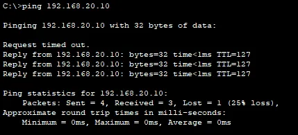 Ping inter-VLAN réussi