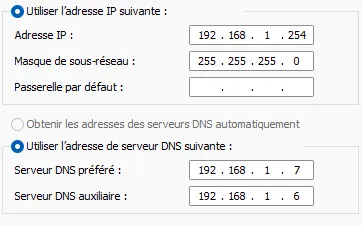 Configuration IP de la carte LAN