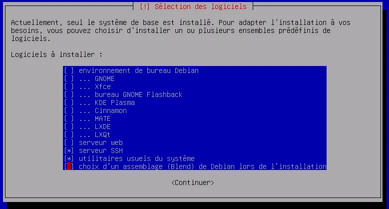 Sélection des logiciels