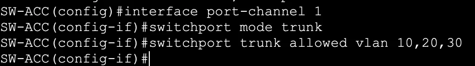 Trunk sur le Port-channel 1
