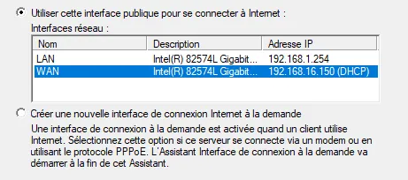 Sélection de l’interface WAN