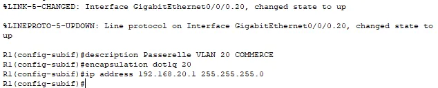 Sous-interface du VLAN 20