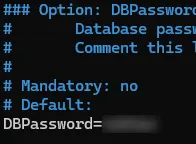 Paramètre DBPassword