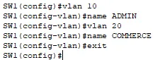 Création des VLANs 10 et 20