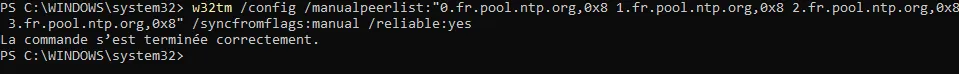 Configuration des sources NTP externes