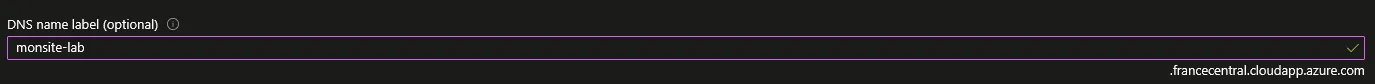 Configurer un DNS Name Label