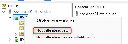Nouvelle étendue IPv4