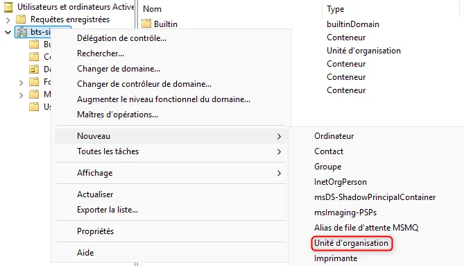 Nouvelle unité d’organisation