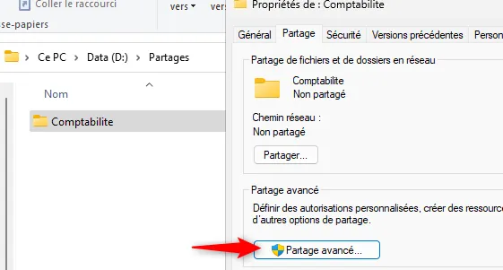 Partage avancé