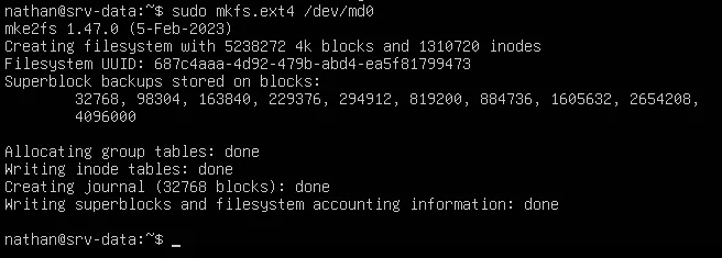 Formatage en ext4