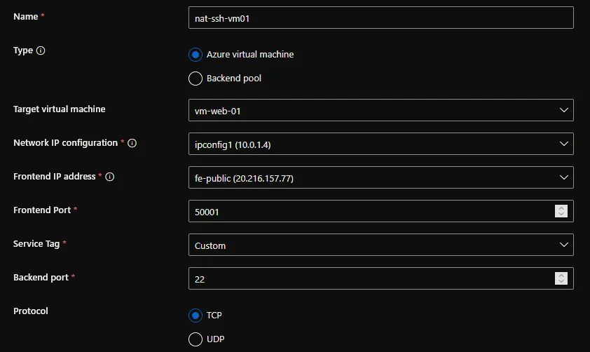 Créer une NAT Rule (Accès Direct à une VM)