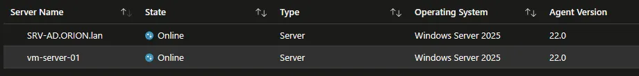 Serveur enregistré dans le Storage Sync Service