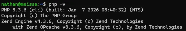 Version de PHP installée