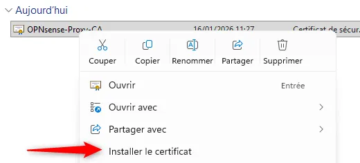 Installation du Certificat CA sur Windows 11