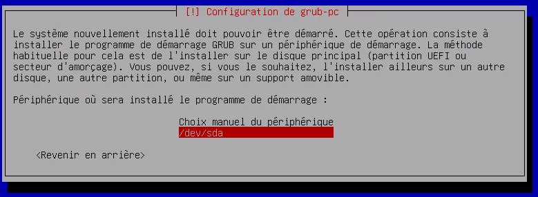 Disque cible de GRUB
