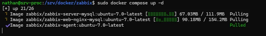 Démarrage de la stack Zabbix