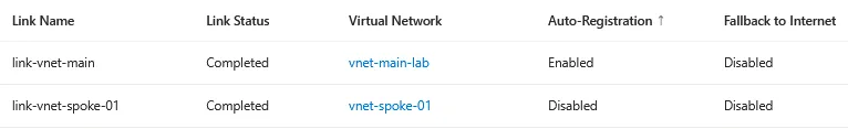 Lier une Zone Privée à un VNet