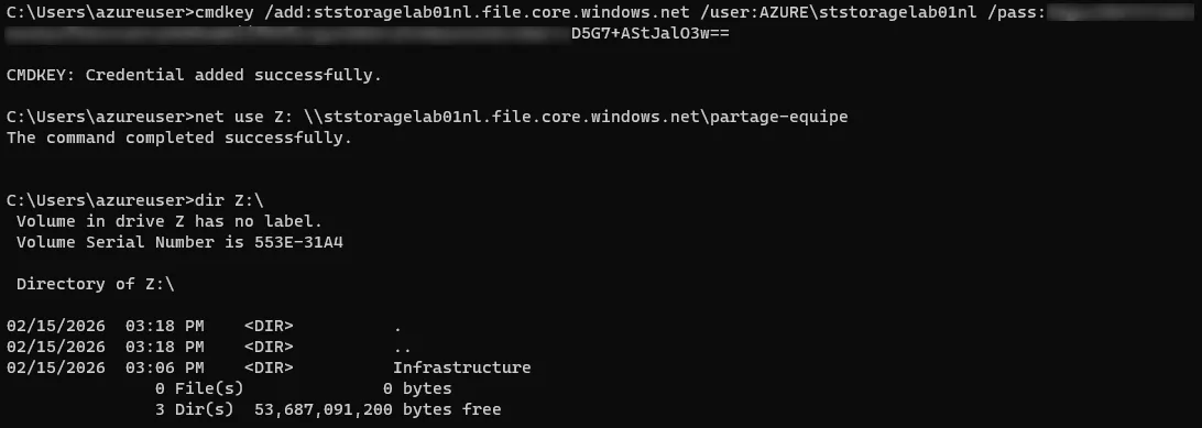 Méthode Manuelle (cmdkey + net use)