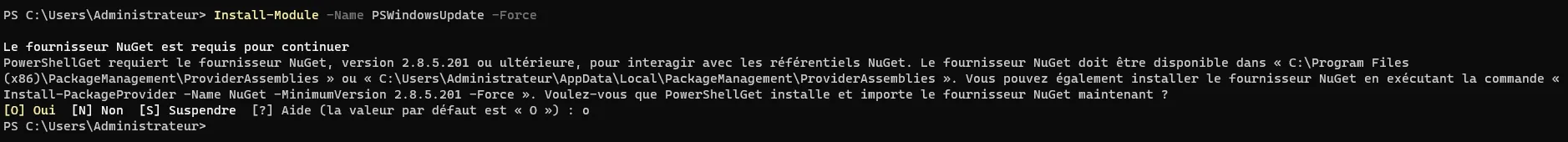 Installation du module PSWindowsUpdate