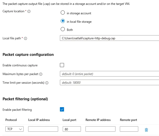 Options de capture et filtres