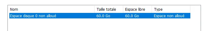 Espace non alloué