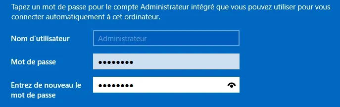 Mot de passe du compte Administrateur