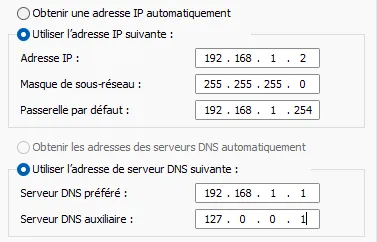Configuration IP de SRV-AD02
