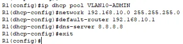Pool DHCP du VLAN 10