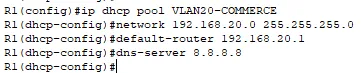 Pool DHCP du VLAN 20