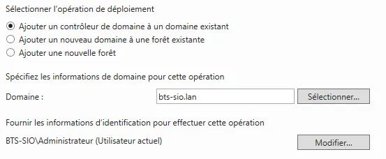 Ajout à un domaine existant