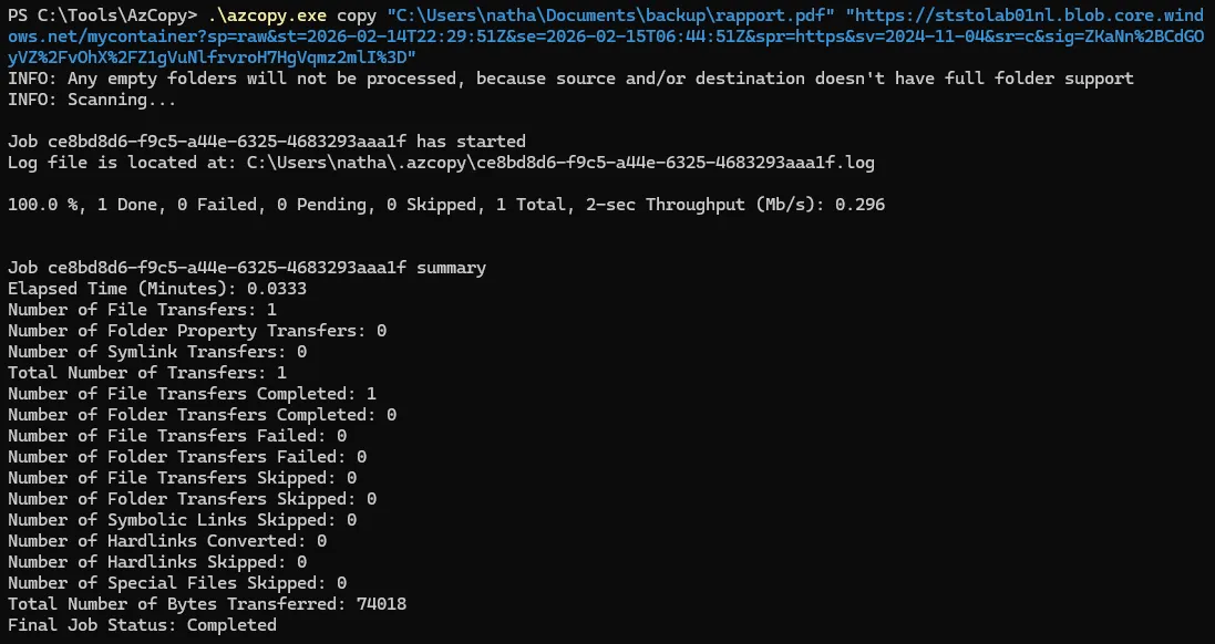 Uploader avec un SAS