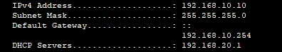 Adresse obtenue par le PC client