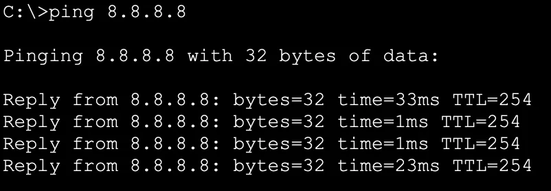 Ping vers Internet depuis le LAN