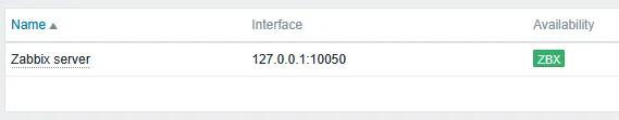 Disponibilité ZBX de l’hôte Zabbix server
