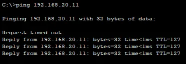 Ping inter-VLAN depuis le PC
