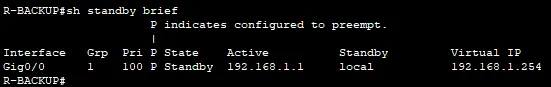 R-BACKUP en état Standby