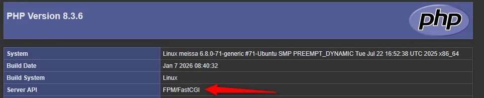 Server API FPM/FastCGI