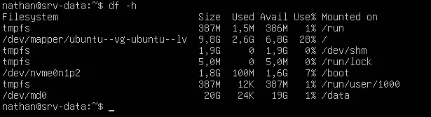 Volume monté sur /data