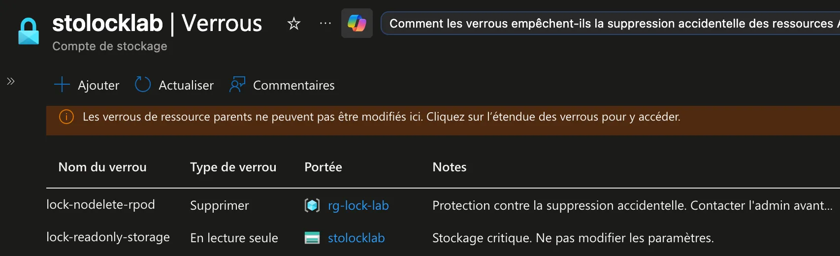 Visualiser et Supprimer un Lock